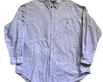 Vtg 90s Ralph Lauren BIG SHIRT Oxford Button Down Men XL Purple Oversize Cotton