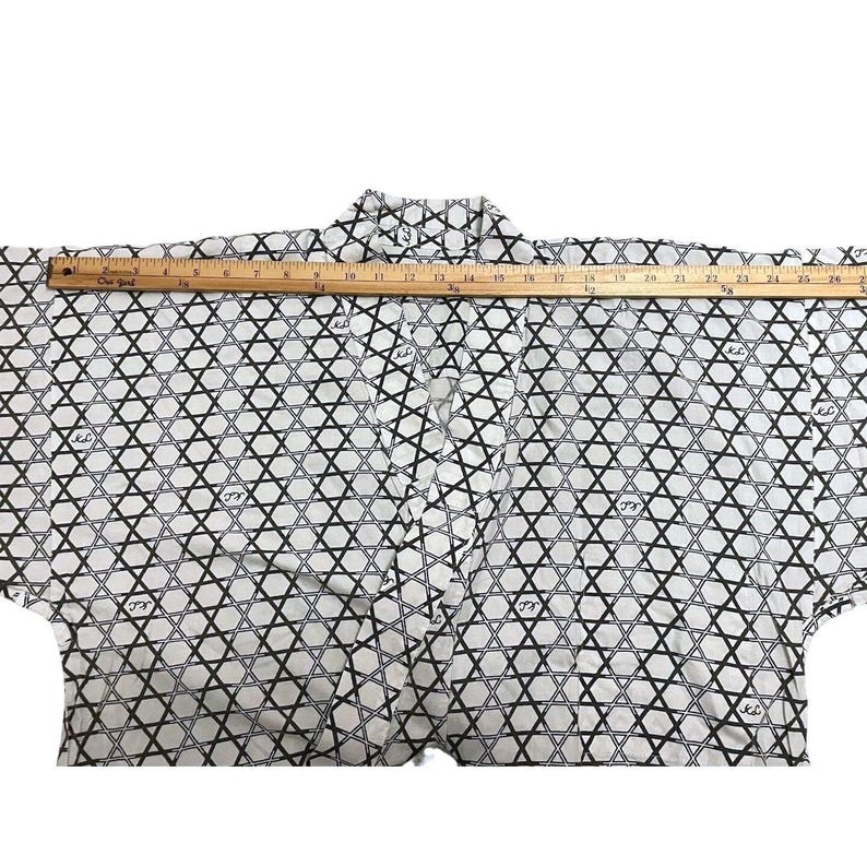 Vintage Men Japanese Yukata Robe 49in Cotton Kimono Asanoha Geometric ...
