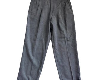 Vtg Zanetti Pinstripe Pleated 100% Wool Dress Pant Men 30x26 Gray Cuffed Italy