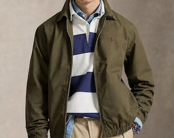 Polo Ralph Lauren Bayport Harrington Cotton Poplin Jacket Men XXL Green Zip