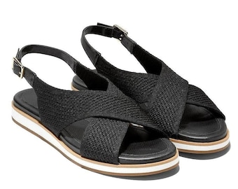 Cole Haan Dam Mikaela Sitichlite Criss Cross Sandal Storlek 7B Svart Lättvikt