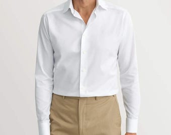 Eton Vit Signature Twill Skjorta Herr 17.5/44 XL Spridad Krage 100% Bomull