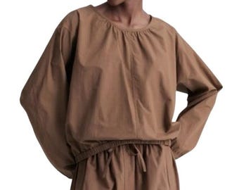 Lemaire Uniqlo U Parachute Blouse Women S Brown Boxy Cotton Nylon Lightweight