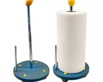 Michael Graves Egg-papieren handdoekhouder jaren 90 Modern Memphis Pop Art blauw chroom