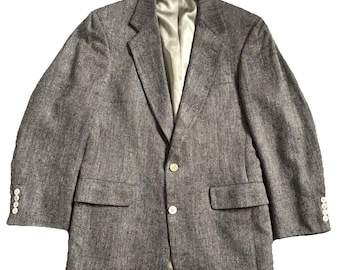 Vtg 80s Nordstrom 100% Silk Summer Tweed Sport Coat Men 40R Tan Gray Made in USA