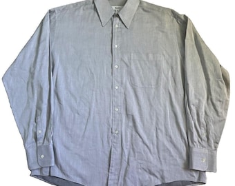 Vtg 90s Mani Giorgio Armani Collezioni Dress Shirt 16 34/35 Large Gray Cotton
