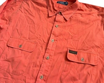 Vtg 90s Polo Ralph Lauren Utility Shirt Men 2XLT Orange Cotton Military Safari