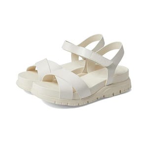Cole Haan Zerogrand Crisscross Leather Platform Sandal Women 7 White Ivory Wedge