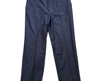 Canali 100% Wool Pinstripe Dress Pant Men 36x28 Navy Straight Cuff Made in Italy
