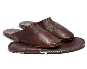 Todd Snyder Armando Cabral 100% Leather Slipper Slide Men 10/43 Choc Brown Italy