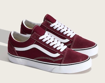 Vans Old Skool Shoes Men 10 Suede Burgundy Red Low Top Skate Stripe Eco Dry