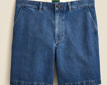 J.Crew Relaxed Fit Linen Cotton Chambray Denim Short Men 29W Blue 8in Oarsman