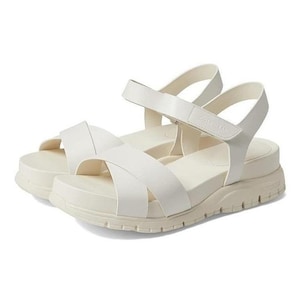 Cole Haan Zerogrand Crisscross Leather Platform Sandal Women 7 White Ivory Wedge