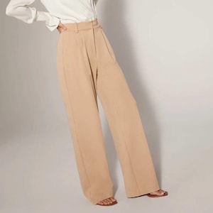 Favorite Daughter The Favorite Pant Sz 12 Pleated Wide Relax Fit High Rise Beige image 1