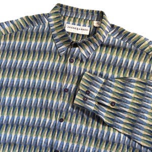 Vintage Jhane Barnes Hemd, hergestellt in Italien, mit geometrischem Rautenmuster, Herren, XXL, Baumwolle