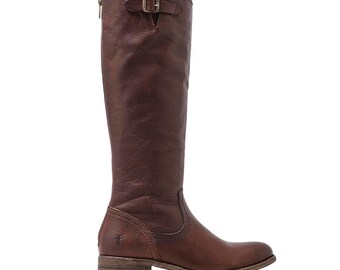Frye Pippa Tall Knee Leather Boots Women 6 B Brown Riding Western Back Zip Soft
