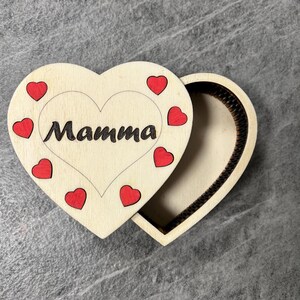 Scatolina Cuore in Legno – Idea Regalo Romantica, Portagioie Fatto a Mano - Regalo festa della mamma