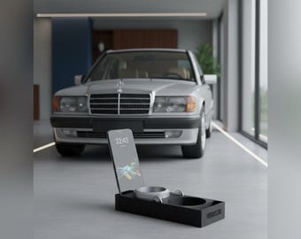 Mercedes W201 - 190 personalizado - Portavasos - Portabebidas con soporte para teléfono - Varias versiones - ¡Fabricado en PETG resistente al calor!