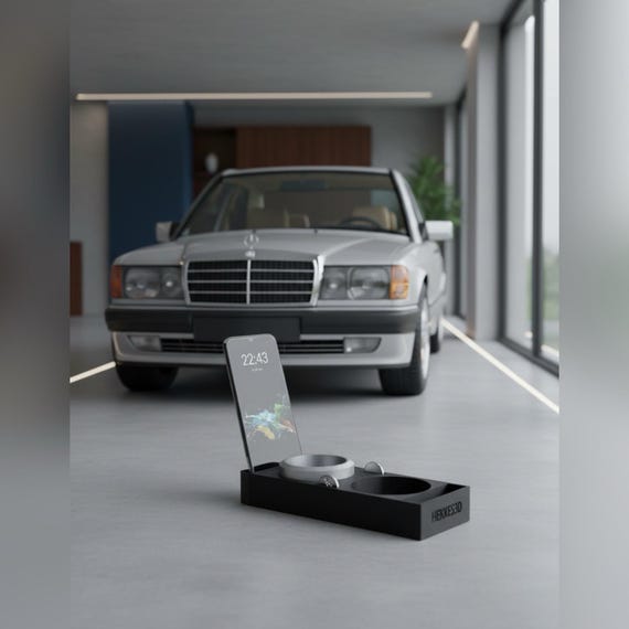 Generieke bekerhouder en opbergvak geschikt voor Mercedes W201 190E