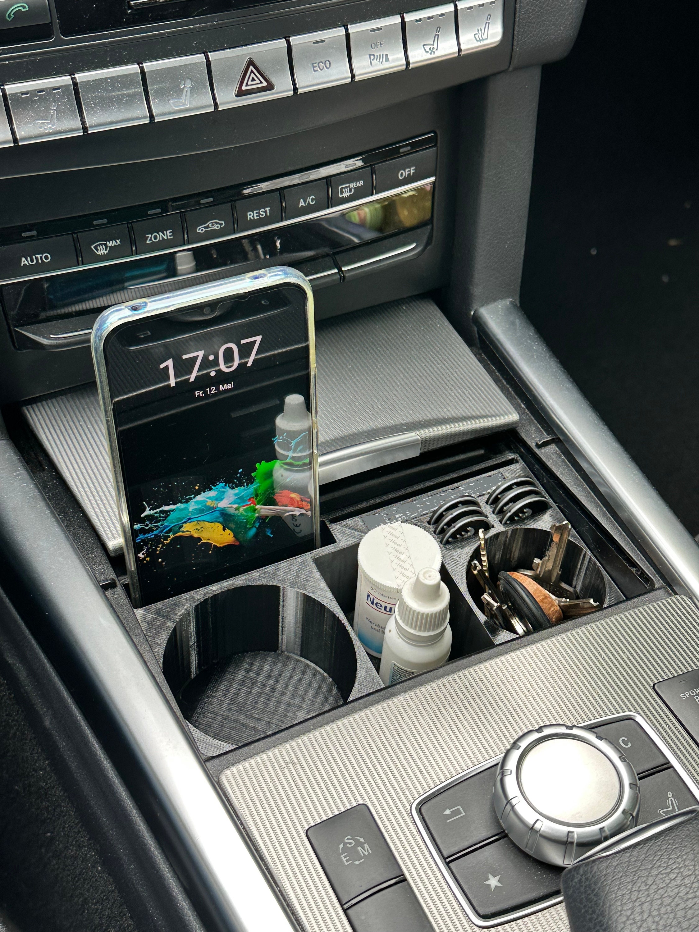 Mercedes W212 S212 Cupholder V3 Cup holder Smartphone holder Version 3 PETG (also for hot days)