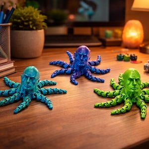 Rocktopus 3D Printed - The Rock - przegubowy fidget - ośmiornica Dwayne'a Johnsona - zabawka fidget - Krake Flexi Dwayne'a Johnsona - wiele rozmiarów