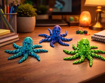 Rocktopus 3D-geprint - The Rock - Gearticuleerd Fidget - Dwayne Johnson Octopus - Fidget Toy - Dwayne Johnson Krake Flexi - Verkrijgbaar in verschillende maten