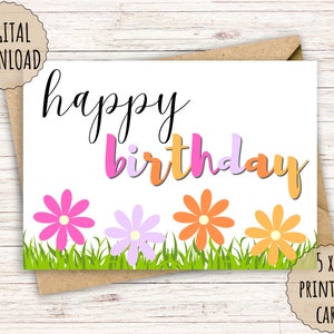 Printable Birthday Card, 5x7 Greeting Card | FREE A7 Envelope Template