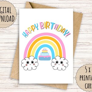 Carte d’anniversaire imprimable, carte de vœux 5x7 | Modèle d'enveloppe A7 GRATUIT
