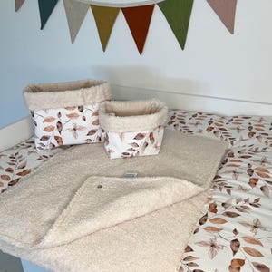 KOMPLETT-Set Wickelauflage Wickelunterlage mit Druckknöpfe und zwei Körbe, Wickelauflage set, Geschenk für Neugeborene, Frottee -Waffelpique