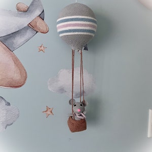 Crochet pattern hot air balloon with mouse Amigurumi German