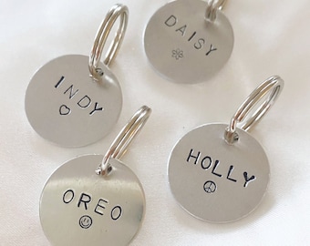 Hand stamped dog tag, custom dog tag, dog tag, dog ID tag, silver stamped dog tag, pet ID tag, personalized dog tag, aluminum dog tag
