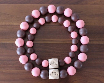 Beaded dog collar, brown dog collar, silicone dog collar, pink dog collar, silicone dog necklace, custom dog collar, chocolate dog collar