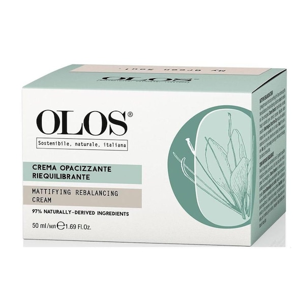 OLOS Crème Visage Matifiante Rééquilibrante 50 ml – pour les peaux mixtes et grasses, elle agit en matifiant la zone T