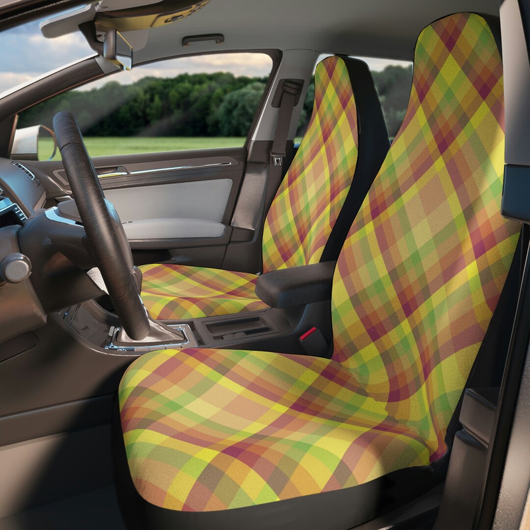 Yellow Plaid Car Seat Covers main image 0
