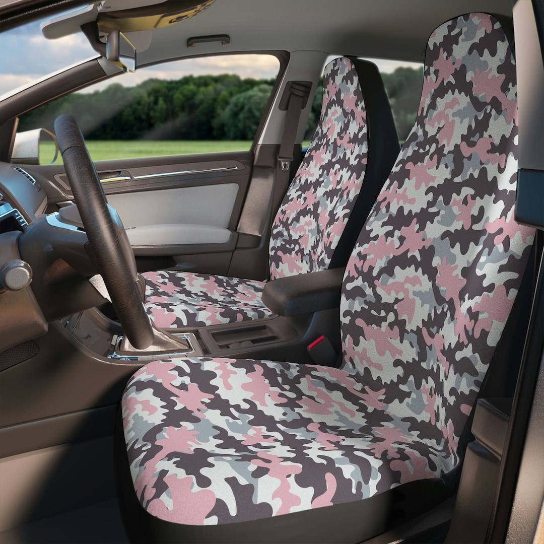 Grey Camouflage Print Car Seat Covers