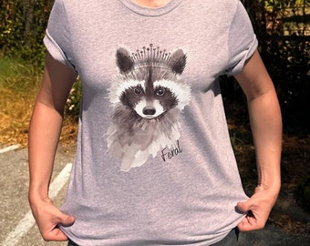 Raccoon Feral T-shirt, Forestcore tee, Funny raccoon shirt, Feral raccoon shirt, gift for animal lovers, Raccoon Gifts, Feral girls tshirt