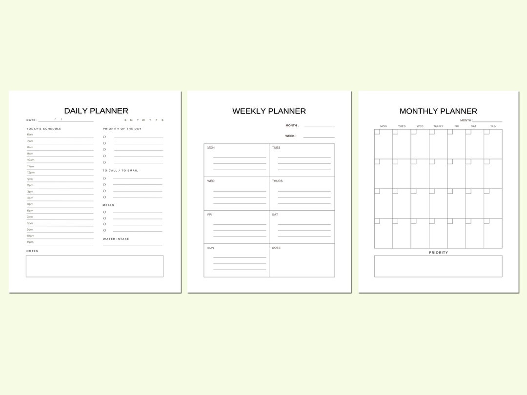 Daily Weekly Monthly Planner Bundle, Editable, Fillable, Instant ...