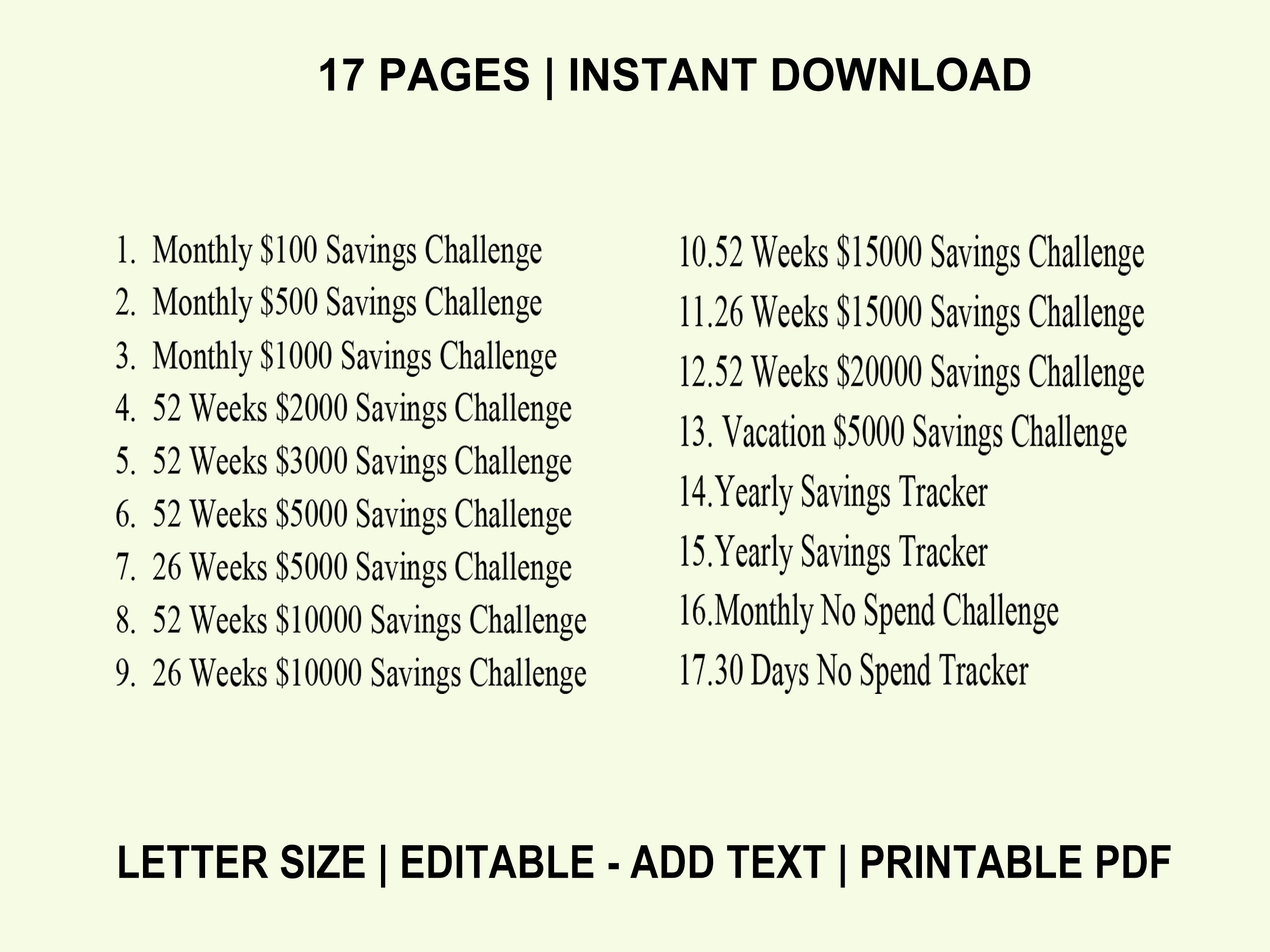 Saving Money Checklist.pdf Printable Money Saving Challenge Bundle | Savings Tracker & Budget ...