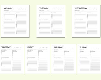 Planificador diario sencillo, PDF rellenable e imprimible (descarga instantánea)