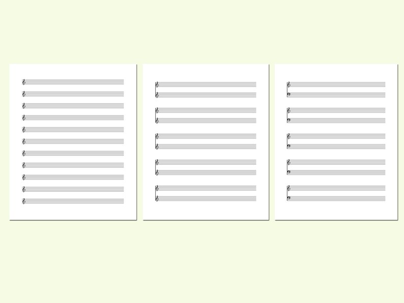 Manuscript Paper, Music Sheet Paper, Instant Download, Printable ...