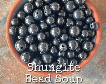 Shungite Bead Soup - Gemstone Crystal Beads // 80 Gram Package - 100+ Beads in Every Lot