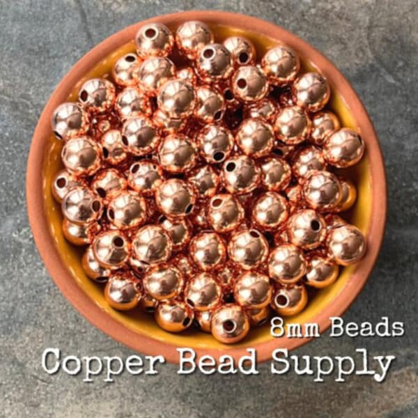 8mm Copper Round Smooth Beads - Raw & Untreated Copper - Ready to Oxidize, Seal or Patina - Jewelry Making and Design