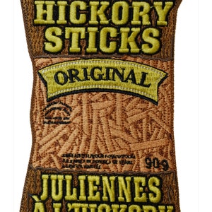 iron-on 6” x 3.5” embroidered “Hickory Sticks” patch.