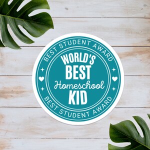 Adesivo de homeschool para crianças, prêmio de homeschooling para crianças, prêmio de melhor aluno, adesivo de diário de homeschool, presente de homeschooler para crianças