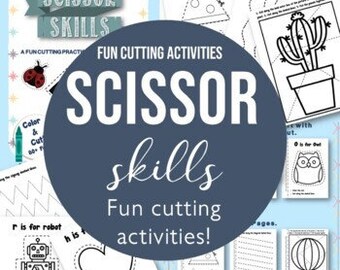 Printable Scissor Skills Cutting Activities, Cutting Skills for Kids, Cutting Worksheets for Kids,  Scissor Skills PreK