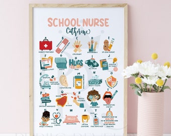 School Nurse End of Year Gift for School Nurse Office Decor School Nurse Appreciation School Nurse Alphabet Poster Teacher Thank you Gift