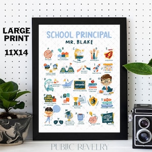 Impression de l'alphabet du directeur d'école, cadeau de fin d'année pour le directeur de l'école, cadeau pour papa, cadeau d'anniversaire pour le professeur, art mural pour l'administrateur