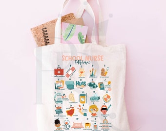 School Nurse Tote Bag Custom Canvas Tote Bag Gift for Nurse Practitioner Nurse Bag for Nurse Aesthetic Reusable Grocery Bag Cute Tote