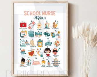 School Nurse Alphabet Print School Nurse Wall Art School Nurse Office Decor School Nurse Birthday Gift School Nurse Retirement Gift for Mom