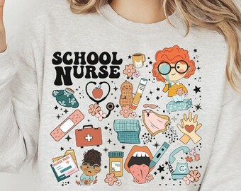 School Nurse Sweatshirt, Personalized School Nurse Sweater for School Nurse Crewneck School Nurse Shirt Gift for School Nurse Unisex Sweater